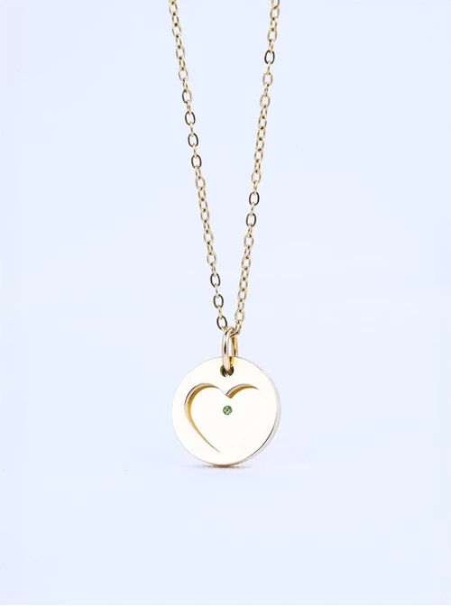 Naszyjnik serduszko, kryształ urodzeniowy Sierpień, stal pozłacana S310562Z00-08