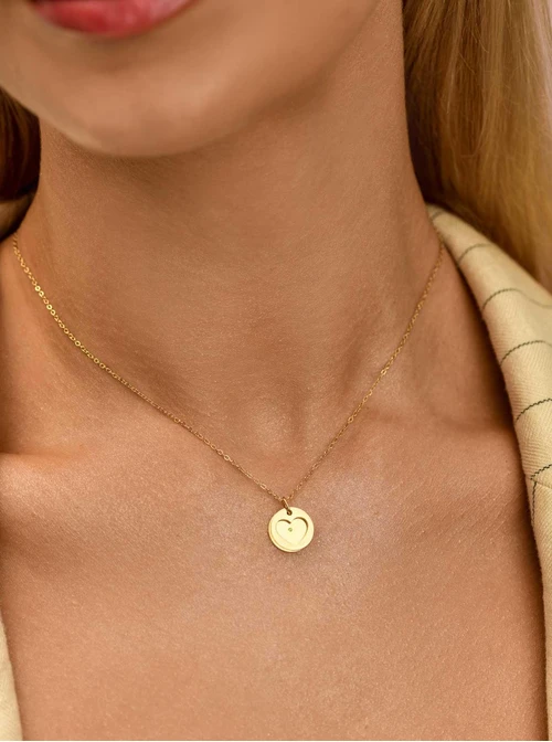 Naszyjnik serduszko, kryształ urodzeniowy Sierpień, stal pozłacana S310562Z00-08