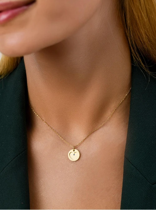 Naszyjnik serduszko, kryształ urodzeniowy Wrzesień, stal pozłacana S310562Z00-09