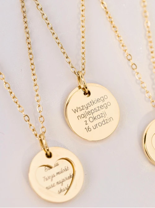 Naszyjnik serduszko, kryształ urodzeniowy Wrzesień, stal pozłacana S310562Z00-09