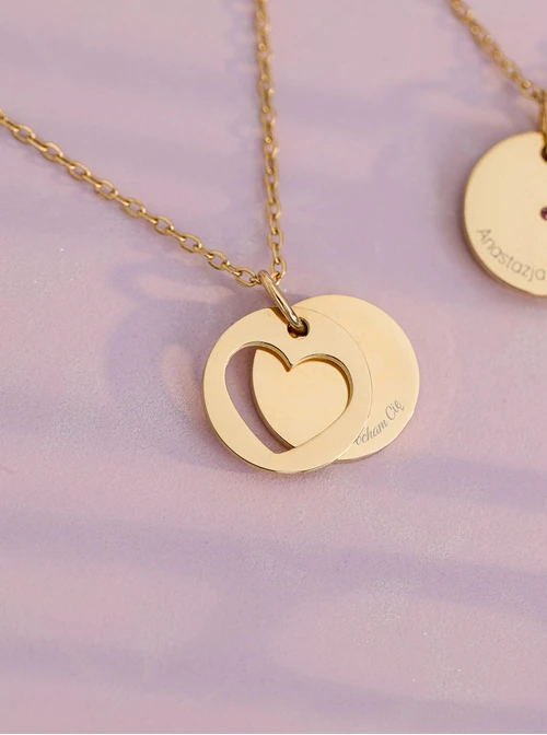 Naszyjnik serduszko, kryształ urodzeniowy Wrzesień, stal pozłacana S310562Z00-09