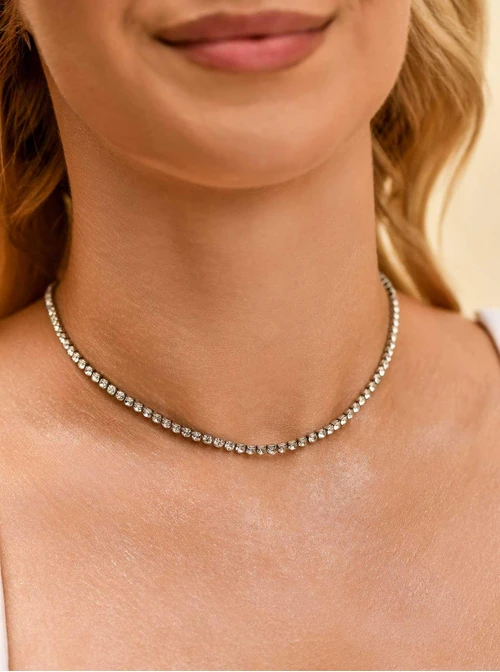 Naszyjnik tenisowy, kryształki, stal S310249S00