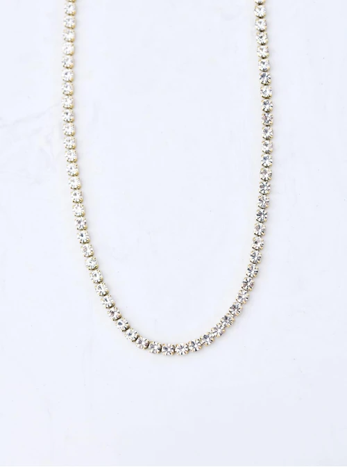 Naszyjnik tenisowy, kryształki, stal pozłacana S310249Z00