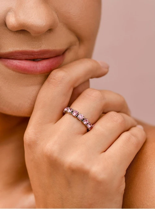 Pierścionek elastyczny, tenisowy, kryształki ( roz. 8-11) stal S410253S06-0