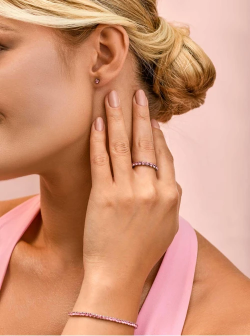 Pierścionek elastyczny, tenisowy, kryształki, ( roz. 8-11) stal S410254S06-0