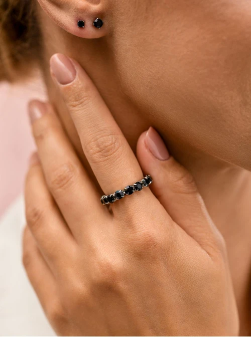 Pierścionek elastyczny, tenisowy, kryształki, ( roz. 8-11) stal S410257S01-0