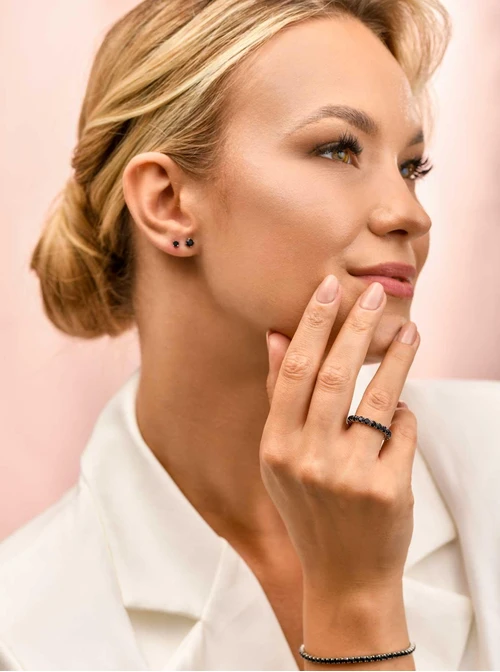 Pierścionek elastyczny, tenisowy, kryształki, ( roz. 8-11) stal S410258S01-0