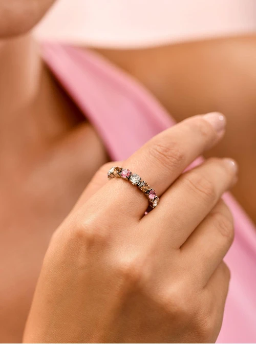 Pierścionek elastyczny, tenisowy, kryształki ( roz. 8-11) stal S410260S07-0