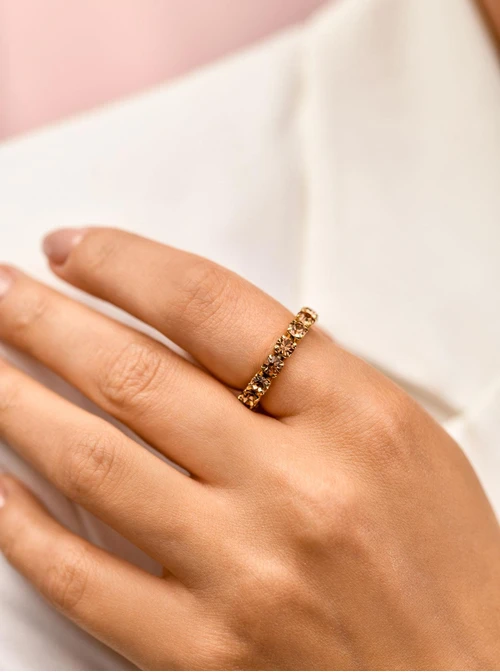 Pierścionek elastyczny, tenisowy, kryształki, ( roz. 8-11) stal pozłacana S410251Z13-0