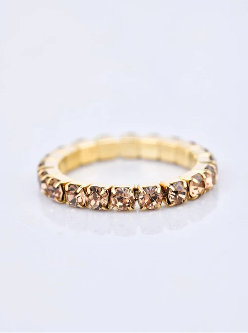 Pierścionek elastyczny, tenisowy, kryształki, ( roz. 8-11) stal pozłacana S410252Z13-0