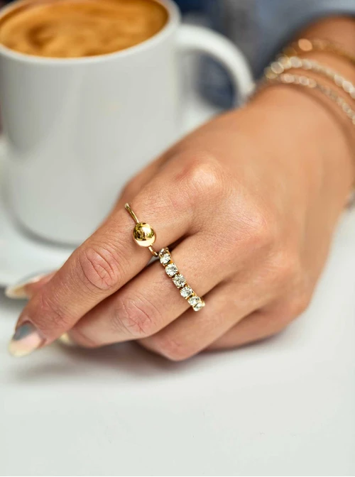 Pierścionek elastyczny, tenisowy, kryształki, ( roz. 8-11) stal pozłacana S410256Z02-0