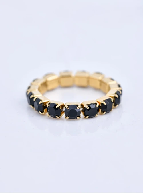 Pierścionek elastyczny, tenisowy, kryształki, ( roz. 8-11) stal pozłacana S410257Z01-0