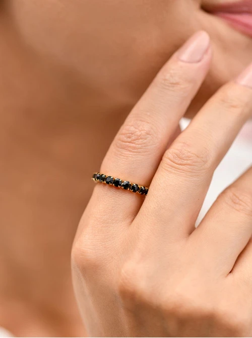 Pierścionek elastyczny, tenisowy, kryształki, (roz. 8-11) stal pozłacana S410258Z01-0