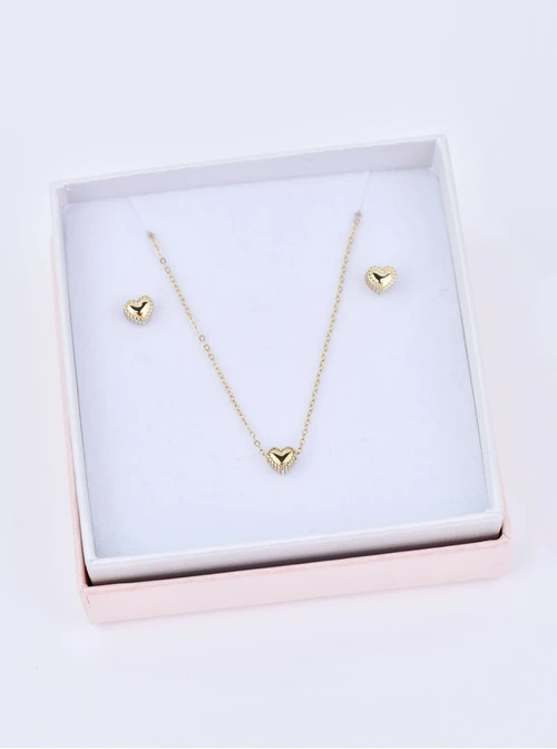 [Zestaw] Naszyjnik serduszko, stal pozłacana S309970Z00