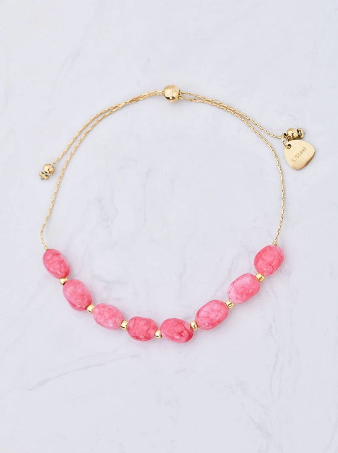 Bransoletka Agat, stal pozłacana S109828Z00