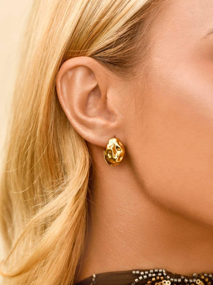 Kolczyki gniecione, stal pozłacana S211449Z00