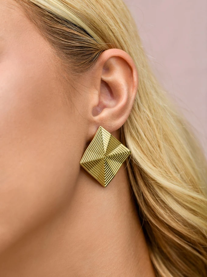 Kolczyki romby, stal pozłacana S210747Z00