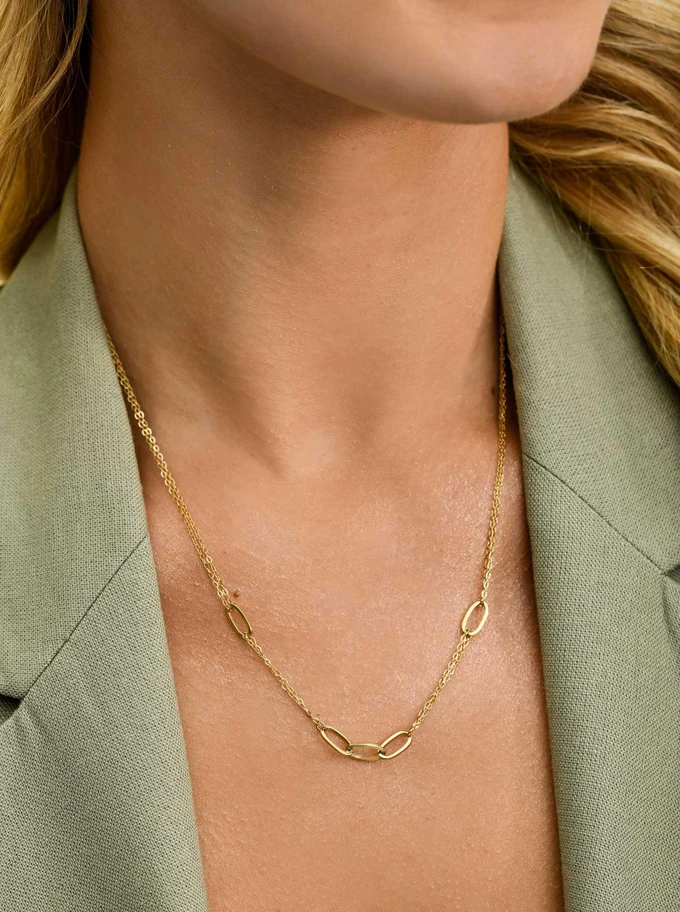 Naszyjnik podwójny, stal pozłacana S310684Z00