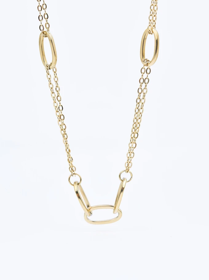 Naszyjnik podwójny, stal pozłacana S310684Z00