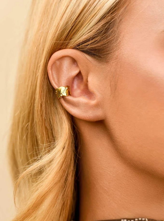 Nausznica z kryształkami, stal pozłacana S210729Z00