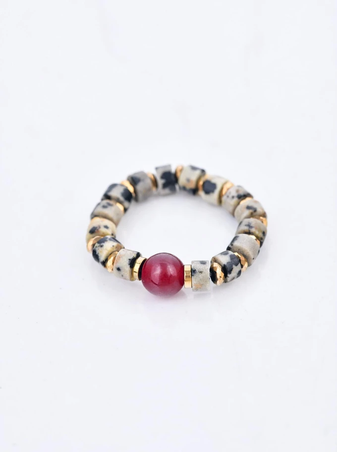 Pierścionek Rubin, Jaspis Dalmatyńczyk, Hematyt S410440Z00-0