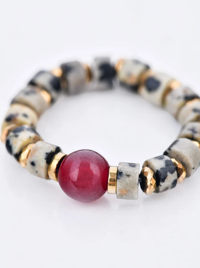 Pierścionek Rubin, Jaspis Dalmatyńczyk, Hematyt S410440Z00-0