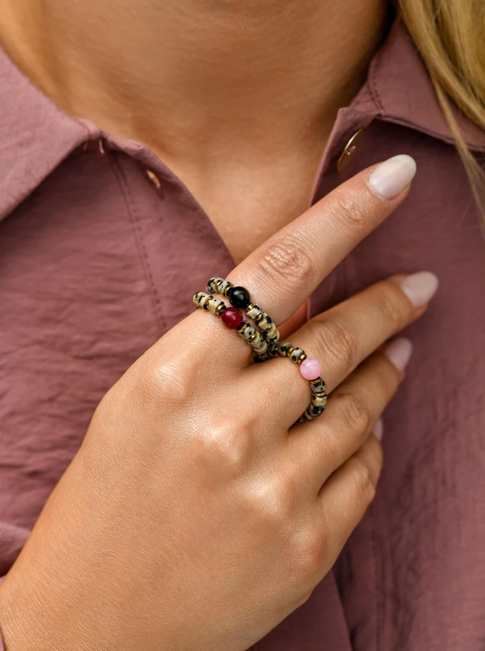 Pierścionek Rubin, Jaspis Dalmatyńczyk, Hematyt S410440Z00-0