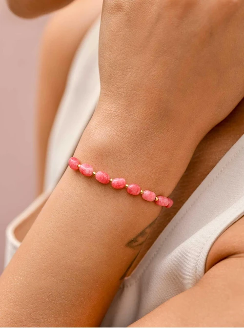 Bransoletka Agat, stal pozłacana S109828Z00