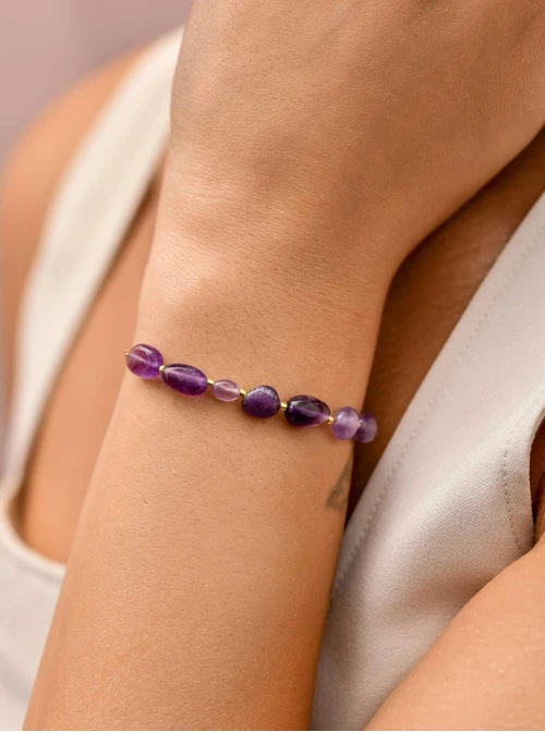 Bransoletka Ametyst, stal pozłacana S109831Z00