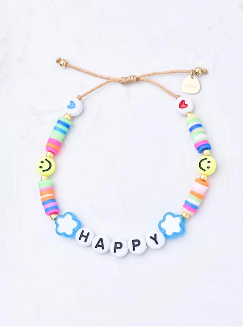 Bransoletka Przyjaźni, HAPPY, stal pozłacana S110349Z07