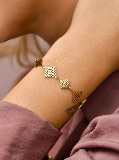 Bransoletka ażurowy wzór, stal pozłacana, S110690Z00