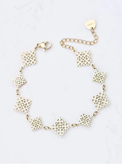 Bransoletka ażurowy wzór, stal pozłacana, S110690Z00