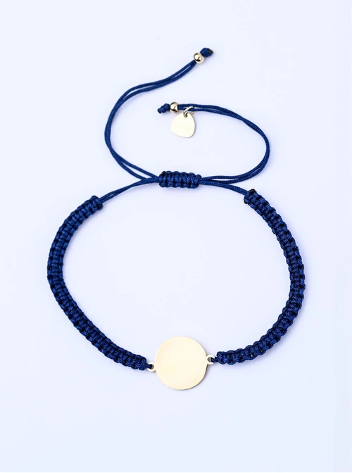 Bransoletka grawer, kółko, niebieski, stal pozłacana S108067Z-04