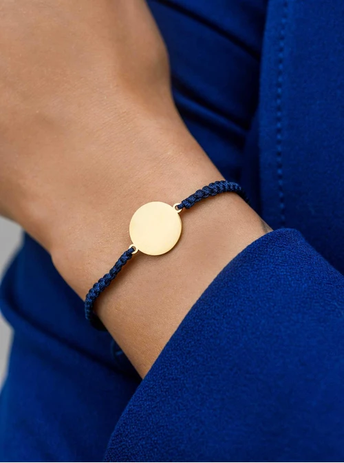 Bransoletka grawer, kółko, niebieski, stal pozłacana S108067Z-04