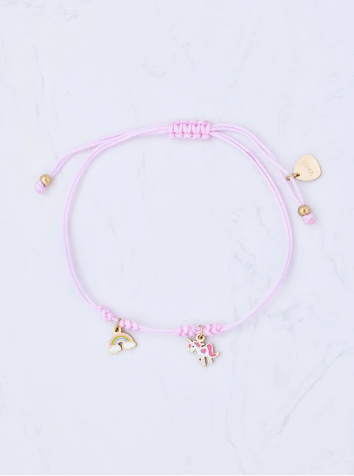 Bransoletka jednorożec, tęcza, stal pozłacana S110323Z06