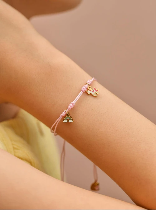 Bransoletka jednorożec, tęcza, stal pozłacana S110323Z06