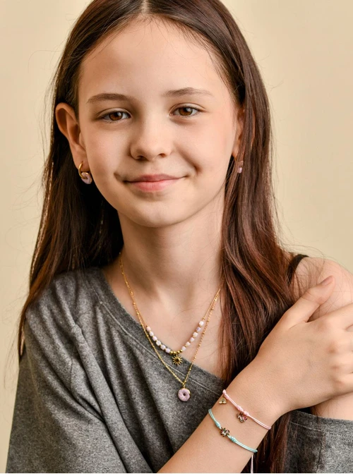 Bransoletka jednorożec, tęcza, stal pozłacana S110323Z06