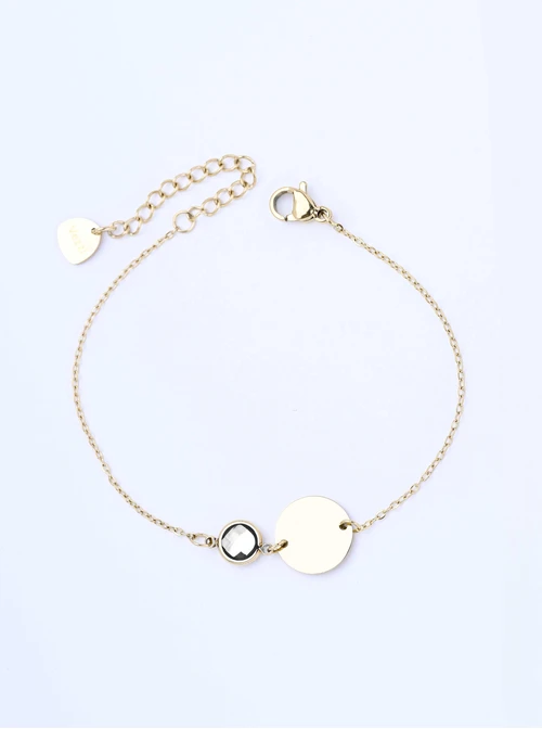 Bransoletka kółeczko, kryształ urodzeniowy Kwiecień, stal pozłacana S108104Z00