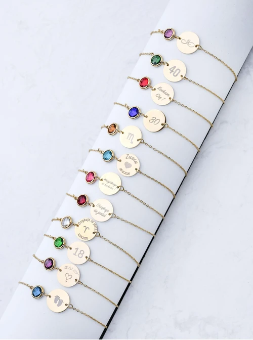 Bransoletka kółeczko, kryształ urodzeniowy Kwiecień, stal pozłacana S108104Z00