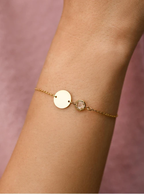 Bransoletka kółeczko, kryształ urodzeniowy Kwiecień, stal pozłacana S108104Z00