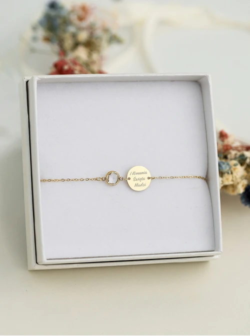 Bransoletka kółeczko, kryształ urodzeniowy Kwiecień, stal pozłacana S108104Z00