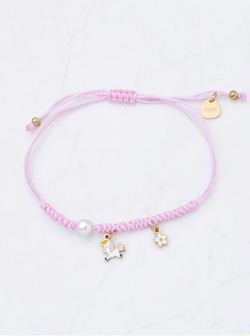 Bransoletka konik, kwiatuszek, stal pozłacana,  S110297Z06