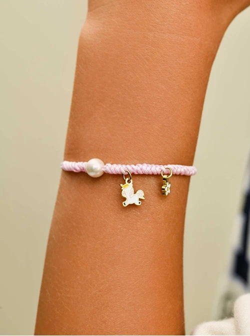 Bransoletka konik, kwiatuszek, stal pozłacana,  S110297Z06