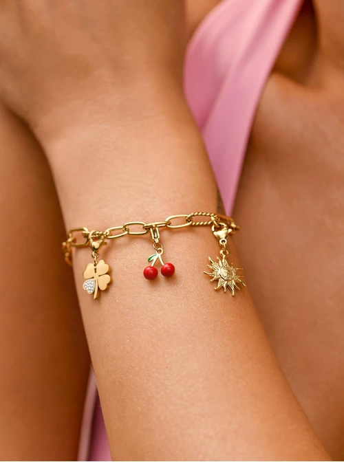 Bransoletka łańcuch, baza Charms, stal pozłacana  S110374Z00