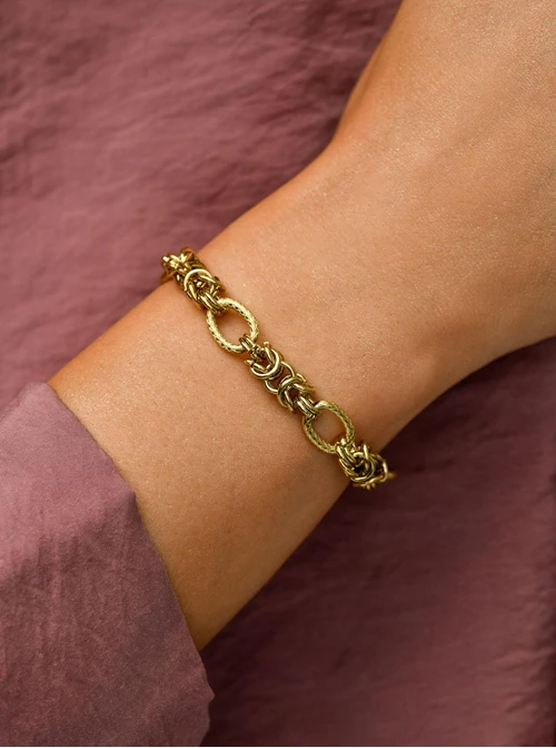 Bransoletka łańcuch, stal pozłacana S110708Z00