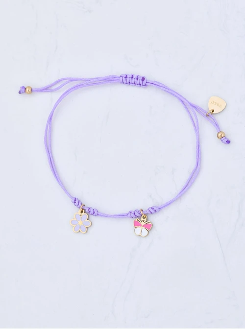 Bransoletka motylek, kwiatuszek, stal pozłacana S110324Z08