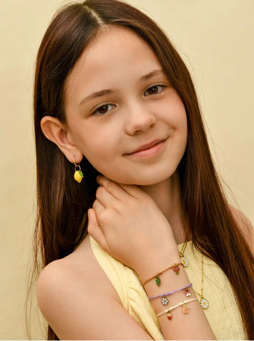 Bransoletka motylek, kwiatuszek, stal pozłacana S110324Z08