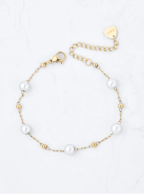 Bransoletka perełki, stal pozłacana S110736Z00