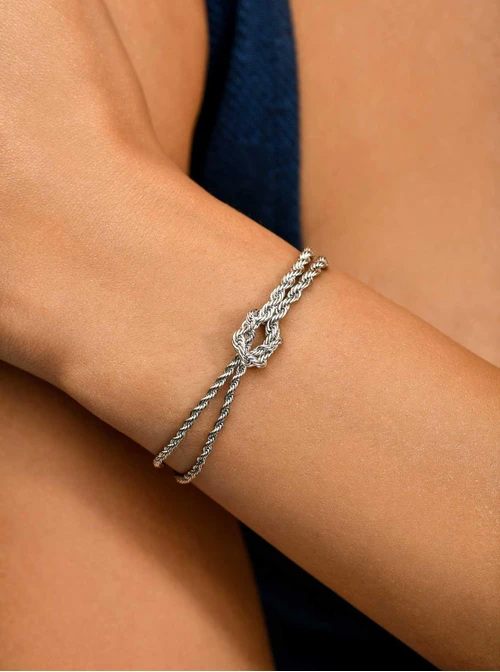 Bransoletka podwójna splot Corda, stal  S110479S00