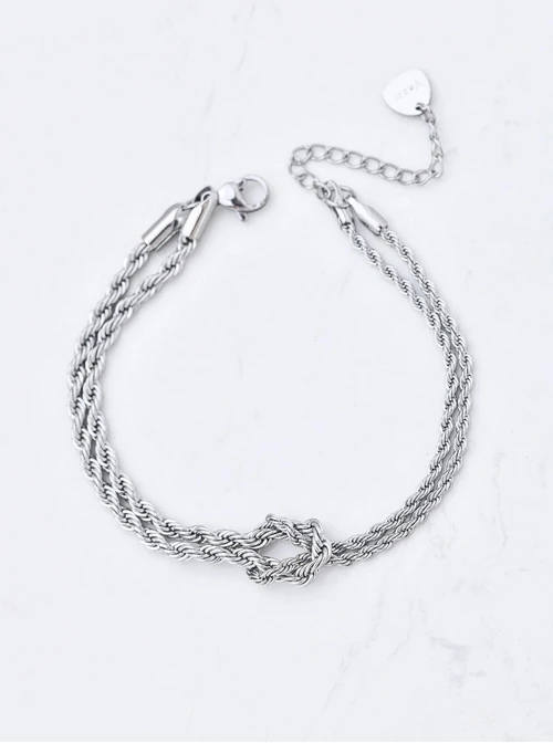 Bransoletka podwójna splot Corda, stal  S110479S00